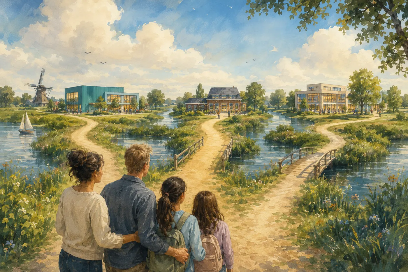 A family considering different school options together