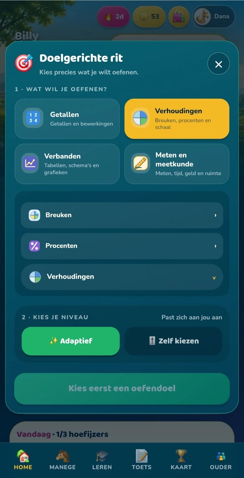Doelgericht oefenen op verhoudingen en een specifiek subdoel